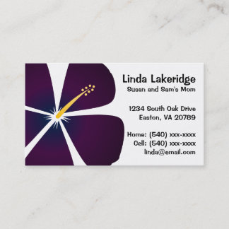 Purple / Blue Hibiscus Flowers Mummy Contact Card