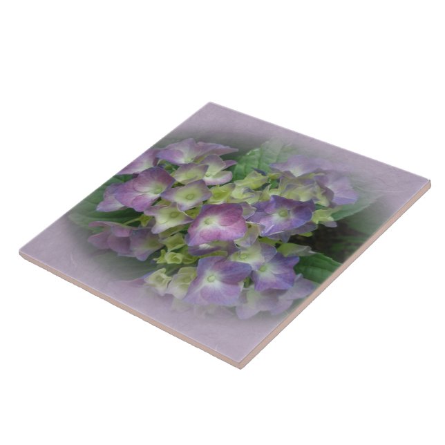Purple Blue Hydrangea Flowers Tile (Side)