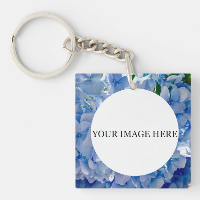 Purple Blue Hydrangeas Bouquets Key Ring (Front)