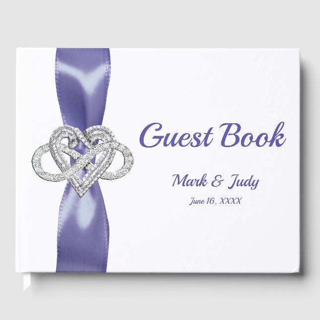 Purple Blue Infinity Heart Wedding Guestbook (Front)