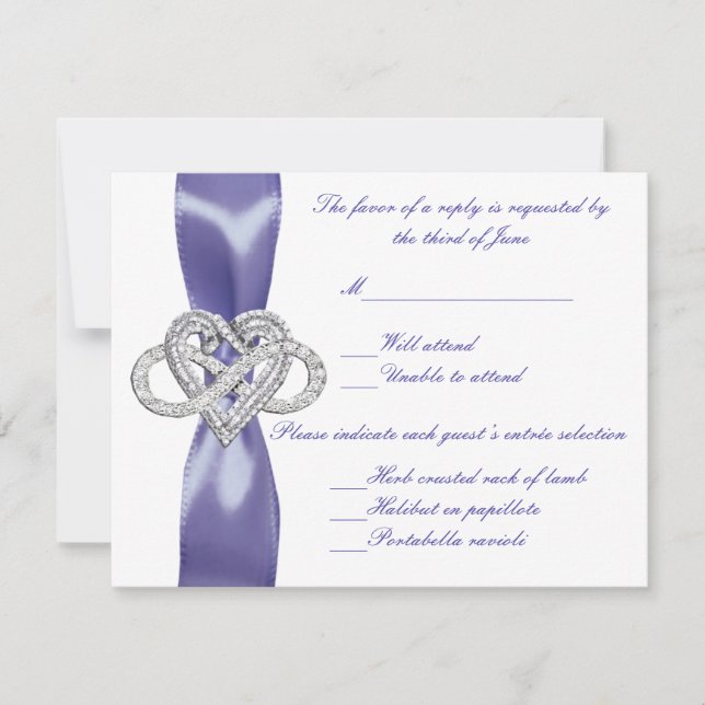 Purple Blue Infinity Heart Wedding Response Card (Front)