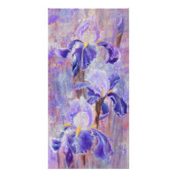 Purple Blue Iris Flowers - Original Painting Art