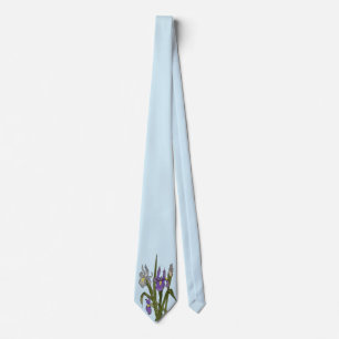 Purple & Blue Iris Watercolor Wedding Tie