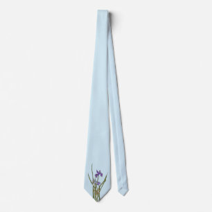 Purple & Blue Iris Watercolor Wedding Tie