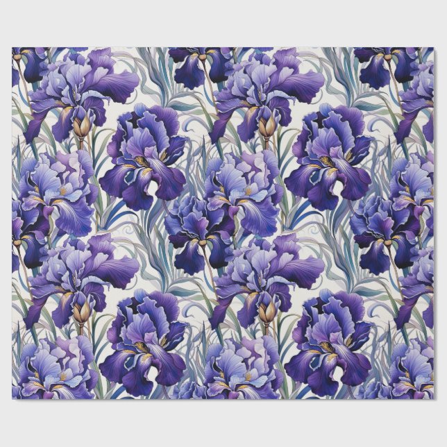 Purple Blue Iris  Wrapping Paper (Flat)