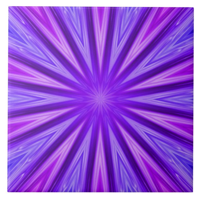 Purple/Blue Kaleidoscope Ceramic Tile (Front)