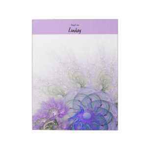 Purple Blue Lacy Abstract Flower Custom Notepad