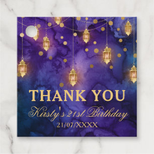Purple & Blue Lantern Glow Birthday Favour Tags