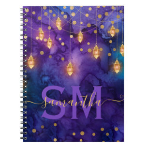 Purple & Blue Lantern Glow Monogram Notebook