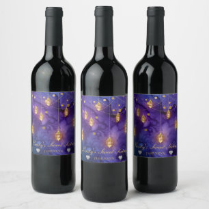 Purple & Blue Lantern Glow Sweet Sixteen Wine Label