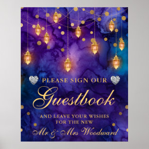 Purple & Blue Lantern Glow Wedding Guestbook