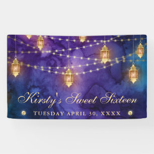 Purple & Blue Lantern Sweet Sixteen Banner