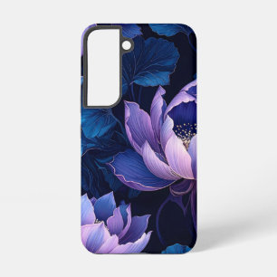 Purple Blue Lotus Dark Floral Phone Case