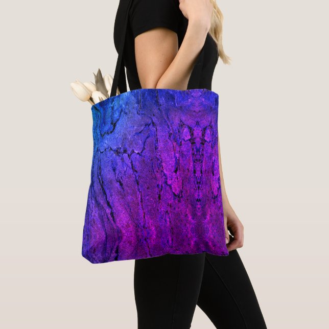Purple Blue Marble Pattern Tote Bag (Close Up)