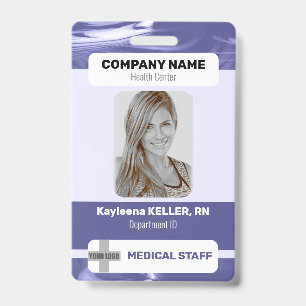 Purple Blue Marble Photo Barcode Logo Medical Badg ID Badge