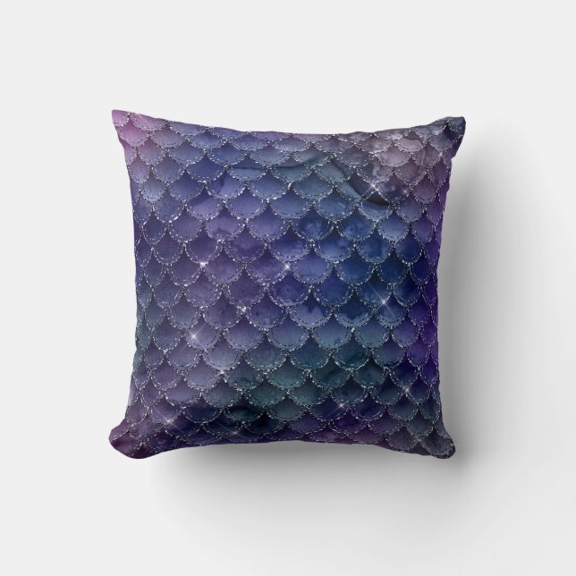 Purple & Blue Mermaid Glitter Cushion (Front)