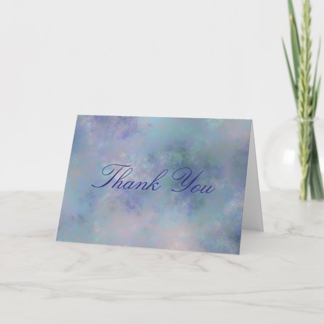 Purple Blue Misty Watercolor Background Thank You Card (Front)
