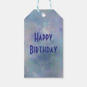 Purple Blue Misty Watercolor Happy Birthday Gift Tags