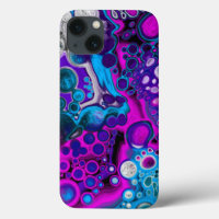 Purple, Blue Modern Abstract Fluid Art Marble Cell