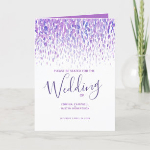 Purple blue modern cascading art wedding programs programme