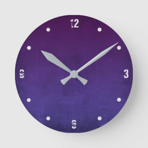 Purple Blue Modern Rustic Dark Abstract Round Clock
