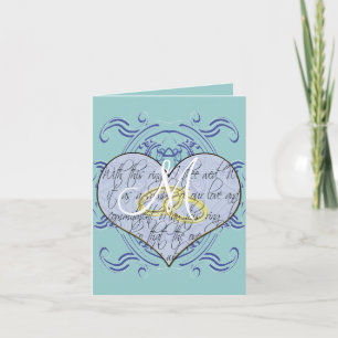 Purple Blue Monogram Wedding Vow Heart Thank You Card