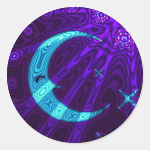 Purple/Blue Moon Star Sticker