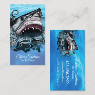 Purple Blue Ocean Shark Modern Business Card