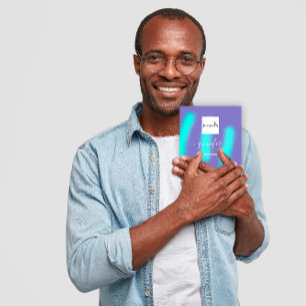 Purple Blue Oceanic Abstract Custom QR LOGO  Square Business Card