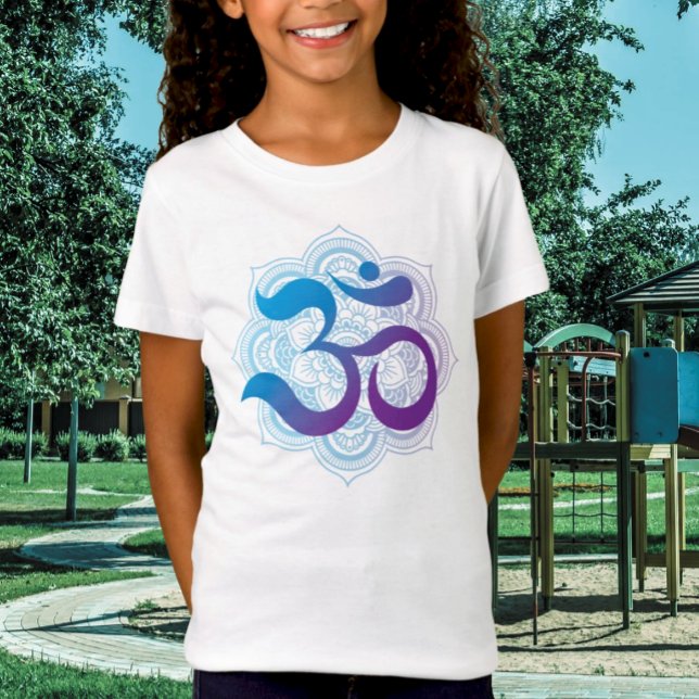 Purple &  Blue Om Symbol Mandala Flower Kids T-Shirt (Creator Uploaded)