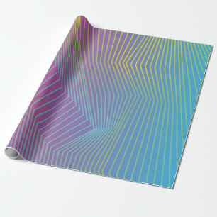 Purple Blue Ombre and Stripes Wrapping Paper