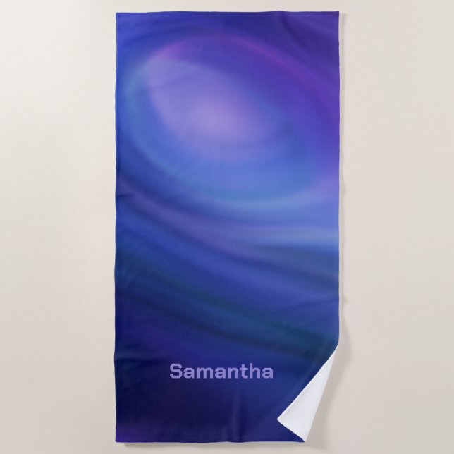  Purple Blue Ombre Gradient Beach Towel (Front)