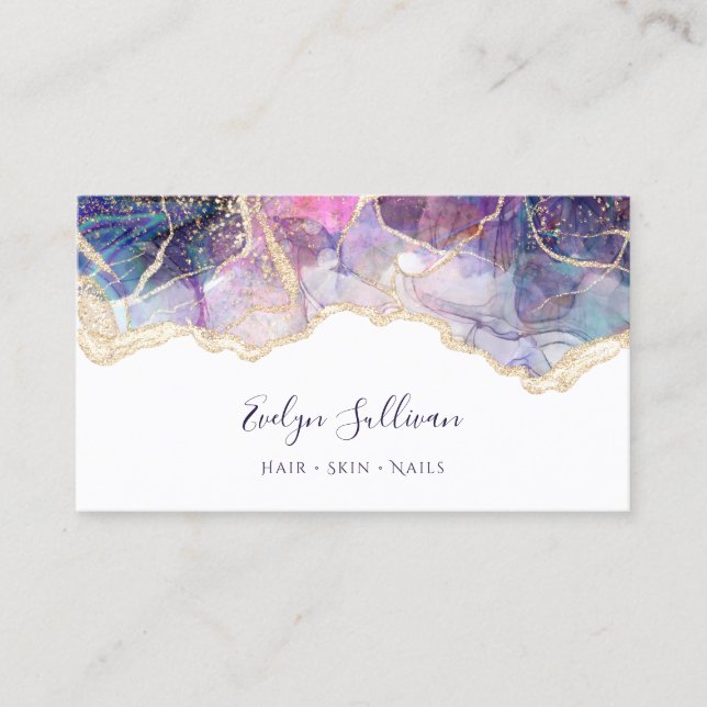 purple blue opal business card (Front)
