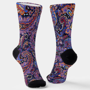 Purple-Blue Paisley Pattern Socks
