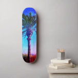 Purple Blue Palm Tree, Cool Retro Vintage Trendy Skateboard<br><div class="desc">Get ready to embrace the warm sunshine on your city streets whenever you use this wildly, colourful photo skateboard of a towering California palm tree with a vintage look, distressed purple, blue and red background. Makes a retro cool and fun statement every time you surf the pavement. Makes a great...</div>