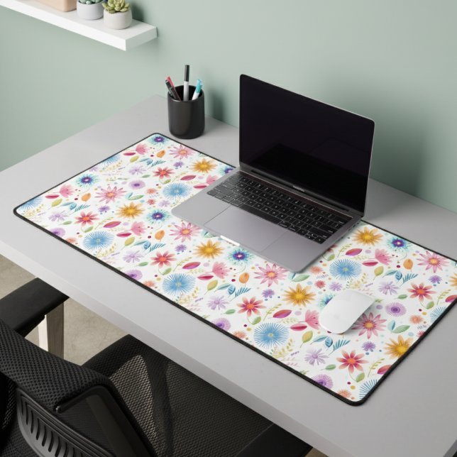 Purple Blue Pink Boho Wildflower Desk Mat (Creator Uploaded)