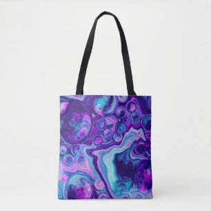 Purple, Blue, Pink Bokeh Marble Fluid Art   Tote Bag