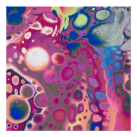 Purple, Blue, Pink Digital Pour Painting Fluid Art