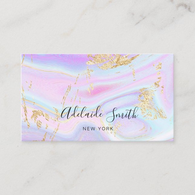 purple blue pink fluid marble business card (Front)