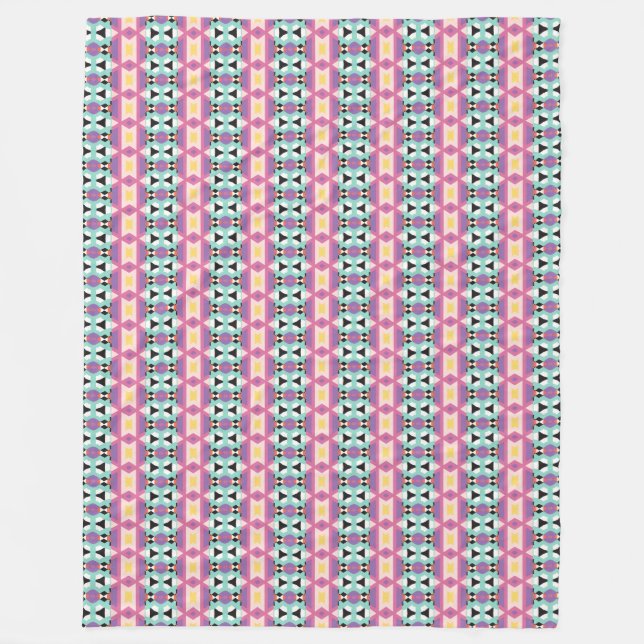 Purple blue pink Geometric Pattern Fleece Blanket (Front)