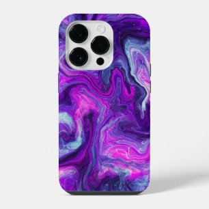 Purple, Blue, Pink Marble Fluid Art iPhone 14 Pro Case
