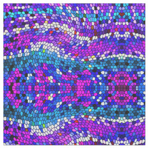Purple Blue Pink Mosaic Tile Pattern Fabric