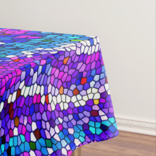 Purple Blue Pink Mosaic Tile Pattern Tablecloth