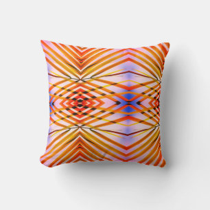 Purple Blue Pink Palm Leaf Throw Pillow