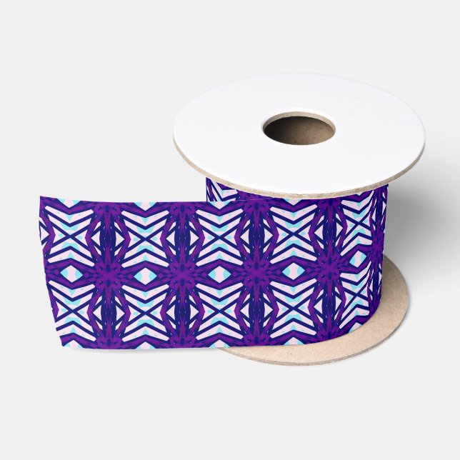 Purple Blue Pink Retro Deco Pattern Party Gift Satin Ribbon (Spool)