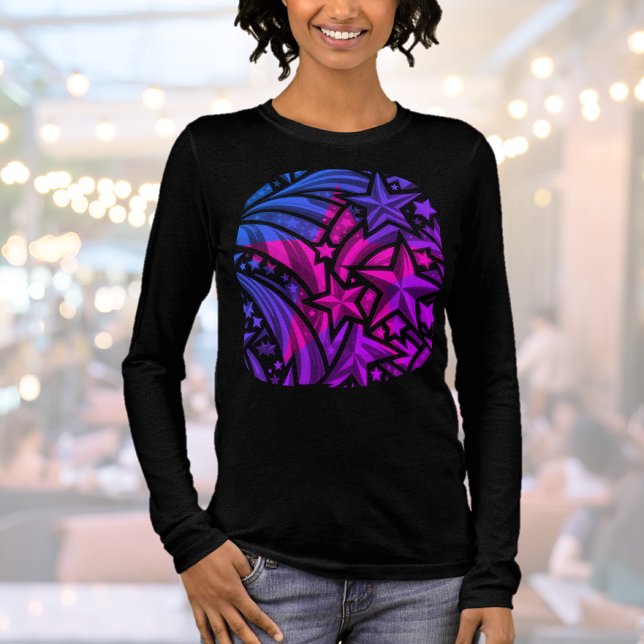 Purple Blue Pink Stars Name Graphic T-Shirt Tri-Blend Shirt (Creator Uploaded)