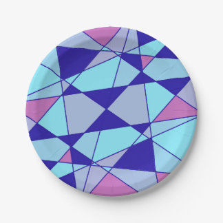 Purple blue pink triangle abstract  paper plate