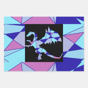 Purple blue pink triangle abstract wrapping paper sheet
