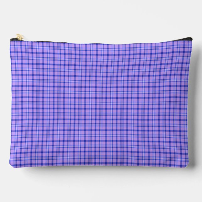 Purple Blue Plaid Classic Pattern Bright Accessory Pouch (Front)