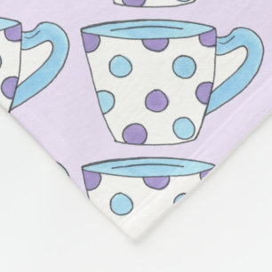 Purple Blue Polka Dot Teacup Tea Party Cups Fleece Blanket